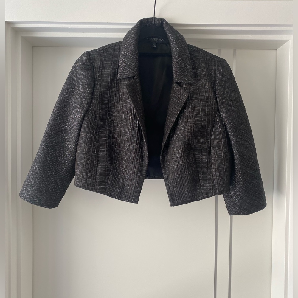 Carmen Marc Valvo Metallic Black Jacket